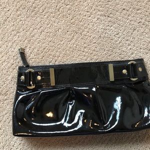 Nordstrom leather black zip top clutch